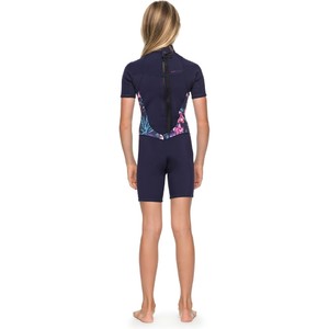 2019 Roxy Girl's Syncro 2mm Back Zip Spring Shorty Wetsuit Fita Azul Ergw503004